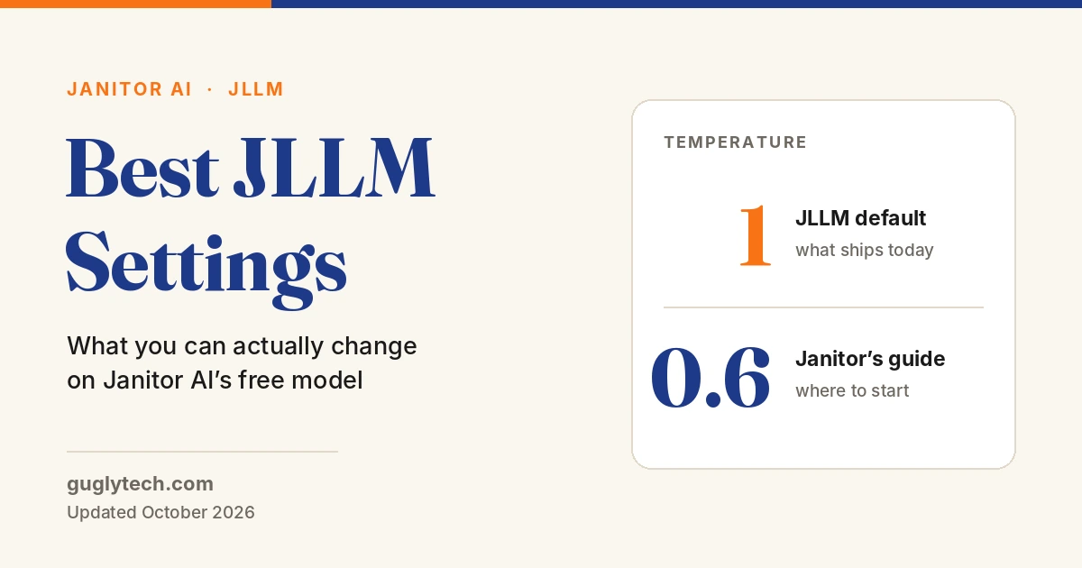 Best JLLM settings for Janitor AI — JLLM ships at temperature 1 while Janitor's own guide recommends starting at 0.6